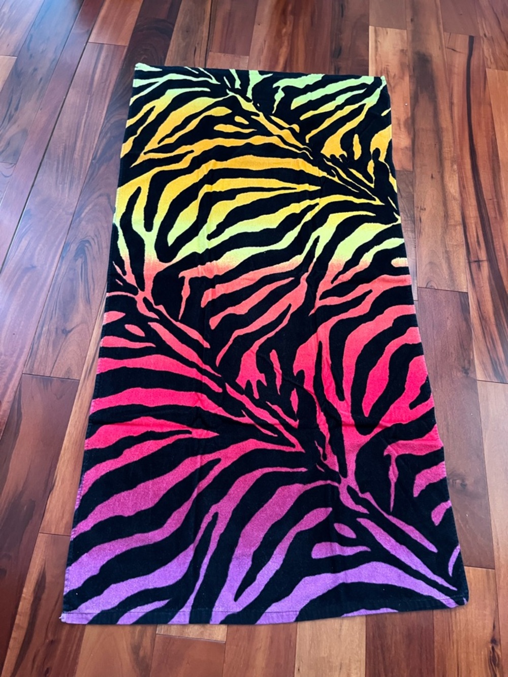Gradient Zebra Print Beach Towel - Yellow Orange Pink Purple - Picture 9 of 9
